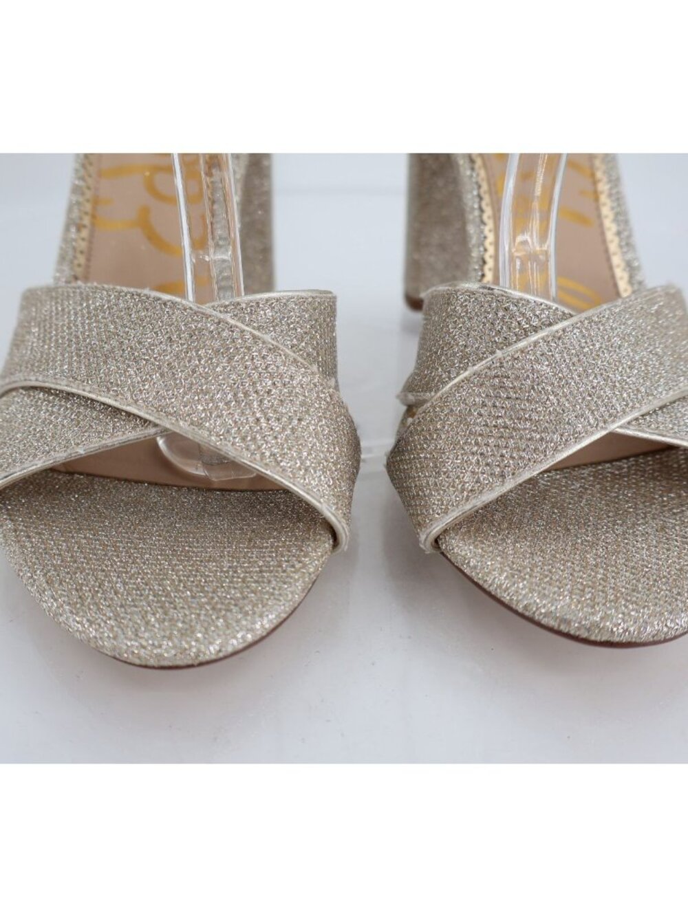 Sam Edelman Womens Yancy Heeled Ankle Strap Sandals Size 10 M Silver Shimmer - Picture 4 of 13